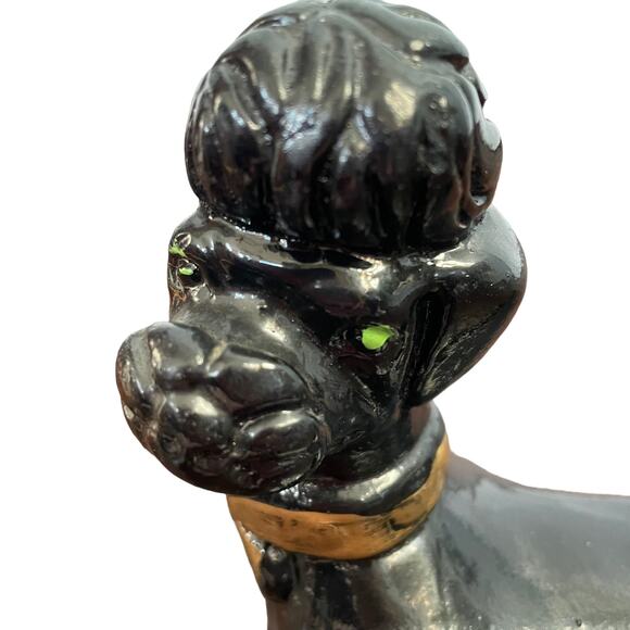 Chalkware Poodle Ashtray Large Black Dog Trinket Vtg Mid Century Kitschy READ - Picture 4 of 16
